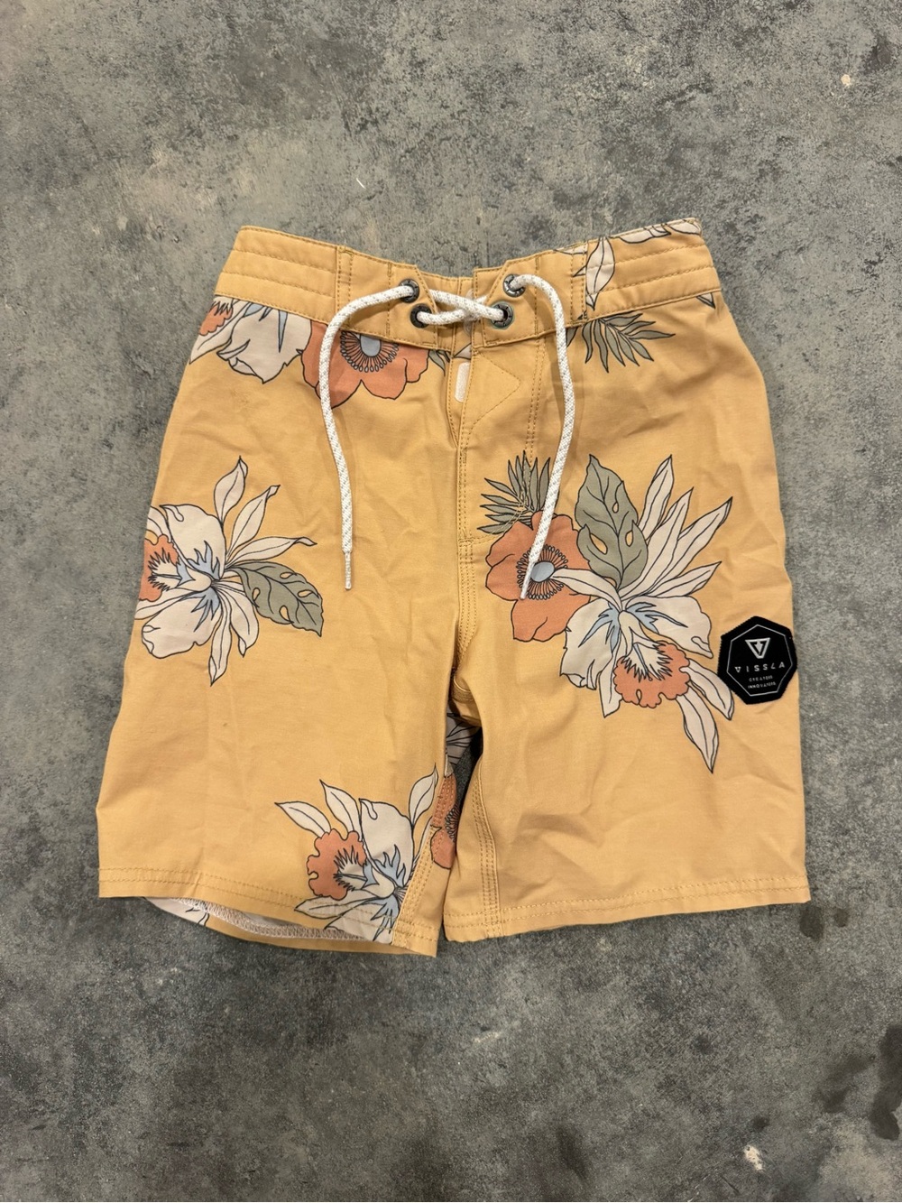 VISSLA Mustard Floral Hybrid Board Shorts